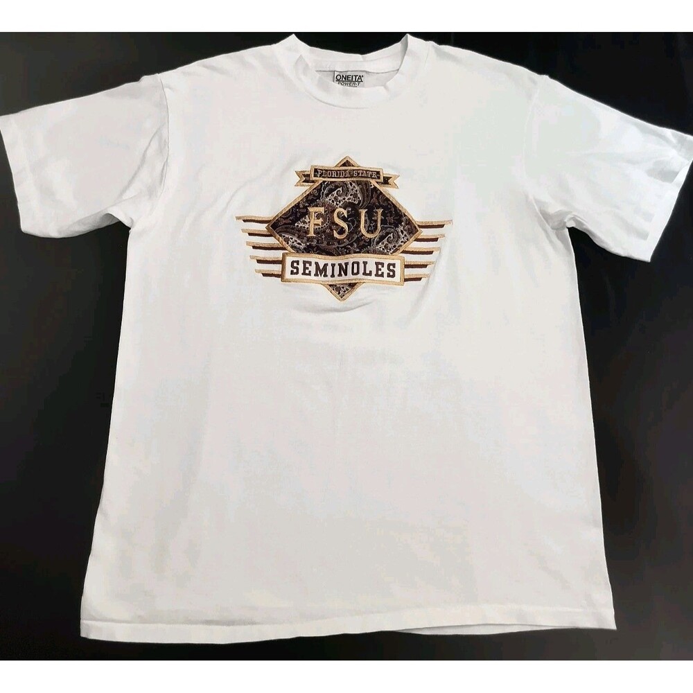 Oneita Power-T FLORIDA STATE SEMINOLES FSU EMBROIDERY T-SHIRT L White